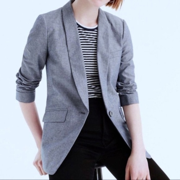 J Crew Blue Blazer Size 2 linen blend - Picture 1 of 13